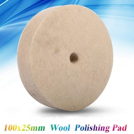 MAGT Polishing Disc, 1 Piece 100 x 25 mm 4 Inch Felt Polishing Disc Round Disc Wool Felt Polishing Disc for Polishing Glass Metal Silver Gold (Beige)