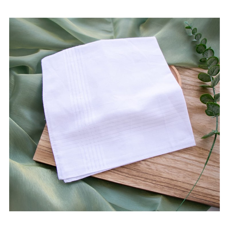 CoCoUSM Mens White Cotton 100% Cotton handkerchiefs Pack 3PCS