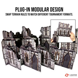 Lighter Creative 10PCS 40K Terrain Set with 16PCS Bases for WH40K Chapter Approved Tournament Companion, 40K Terrain Battlezone Creation Kit