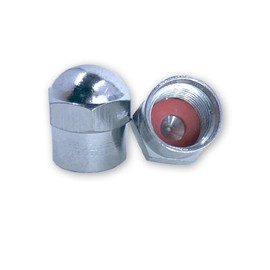 Pack of 50 Chrome Hex Dome Metal Valve caps for Cars, Bicycles and Trucks with Inner Seal by TYK Industries