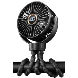 KIDEE Mini Stroller Fan, Portable Baby Fans Battery Operated, LED Display with 3 Speeds, Small Clip on Fan Desk Fan USB Rechargeable, Personal Handheld Fans for Outdoor Travel, Children Gift