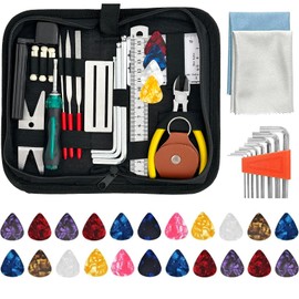 55Pcs Guitar Repairing Maintenance Tool Kit with Carry Bag,Guitar Repair Tools Kit for Guitar Ukulele Bass Banjo,Guitar Care Cleaning Guitar Accessories Gift for Music Instrument Enthusiast Beginner