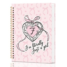 WXHUM Coquette Pink Bow Initial Letter F Journal Notebook for Teen Girls, Pink Journaling Notebooks for Women, Peronalized Notebooks for Girls, Cute Spiral Notebook, 5.5x8.3