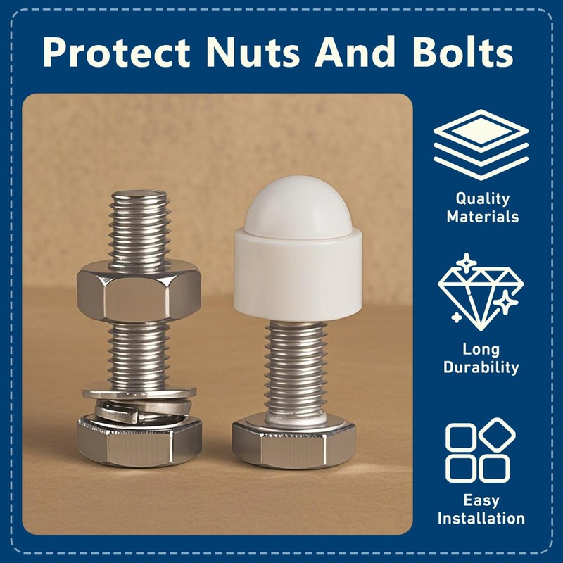 Drenky M8 Protective Caps, Hexagonal, Spanner Size 13, Pack of