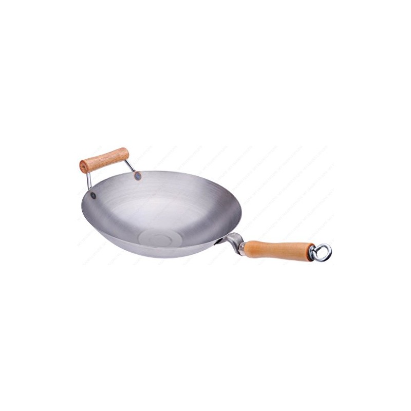 12 Inches Carbon Steel Wok with Helper Handle (Round Bottom),