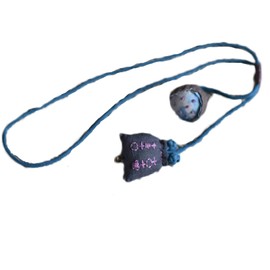 NFYM Linen Cloth Fabric Lotus Flower Bell Pendants Handmade Embroidered Money Bag Style Necklace (Blue, 17.3 inch length)