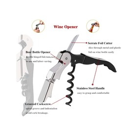 12 Packs Wine Opener-Corkscrew Wine Bottle Opener,Stainless Key Black Wine Bottle Opener Foil Cutter for Picnic, party, family,Restaurants