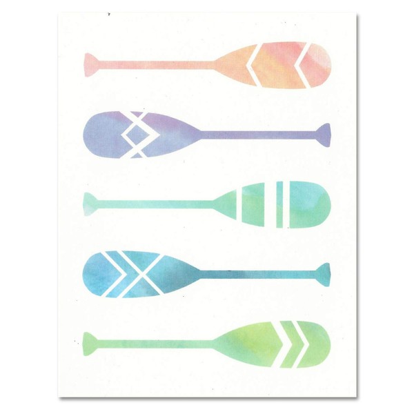 Canoe Paddle Watercolor-Style Blank Note Card for Camping Enthusiasts by Nerdy Words (1 Card)