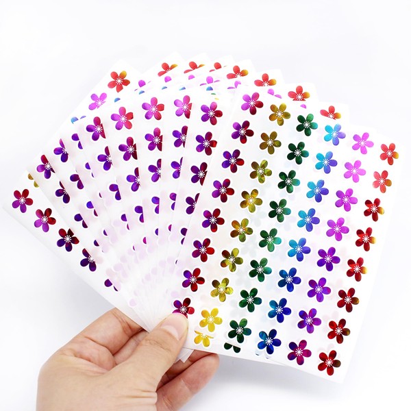 1440pcs Holographic Stickers,Rainbow Small Flower Stickers for Kids Reward， Decorative