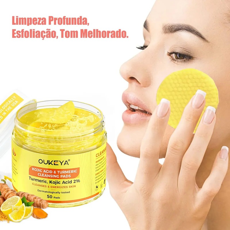 Aclarante Manchas Poros Acné Grasa Pads Cúrcuma Kójico 50pz