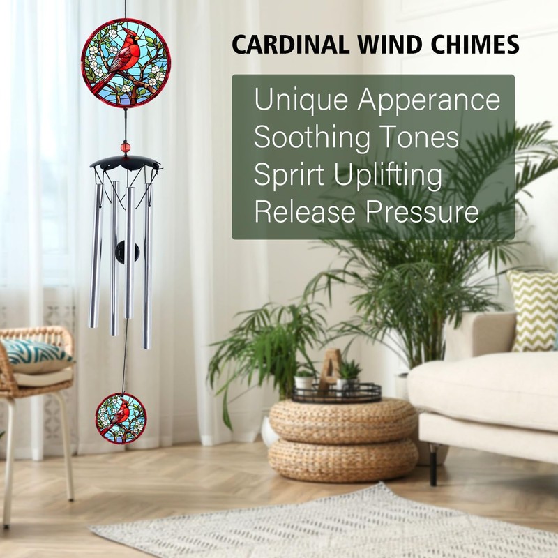 Wind Chimes for Outside 26" Cardinal Wind Chimes Outdoor Wind