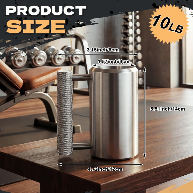 Mifoci 10lb Heavy Mug Dumbbell Style, Funny Gift Weighted Stainless