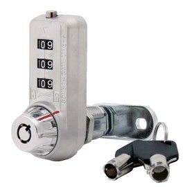 3 Dial Combination Cam Lock w/MK Override Key, 1-1/8"