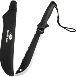 MOSSY OAK 19-inch Machete Saw Sharp Blade Machete Ergonomic No-Slip Handle with Sheath USA