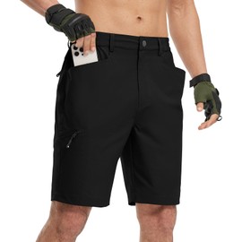 BGOWATU Men's Hiking Cargo Shorts 9" Work Dress Outdoor Casual Golf Shorts Quick Dry Lightweight with Zipper Pockets Black 30