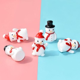 Didiseaon 40pcs Mini Snowman Figurines Resin Christmas Miniatures Tiny Xmas Snowman with Top Hat for Micro Landscape Fairy Garden Dollhouse Decoration