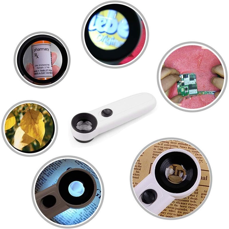 Lupa de mano 40X con luz LED JXYZWJJ de alta