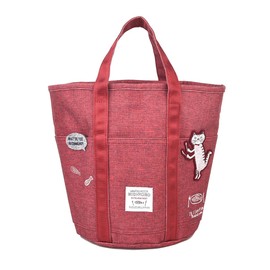Kusuguru Japan 247064 Tote Bag, Round Bottom Tote Bag, red