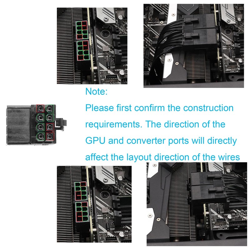 ELFJMZP ATX 8-pin female to 8-pin male 90-degree angle connector