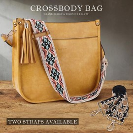 4053 Women's Elegant Crossbody Bag For Women Leather Hobo Handbag Wallet Set With 2count Adjustable Guitar Leopard Strap hkclufbag crossbody purses 2025:_yellowbrown
