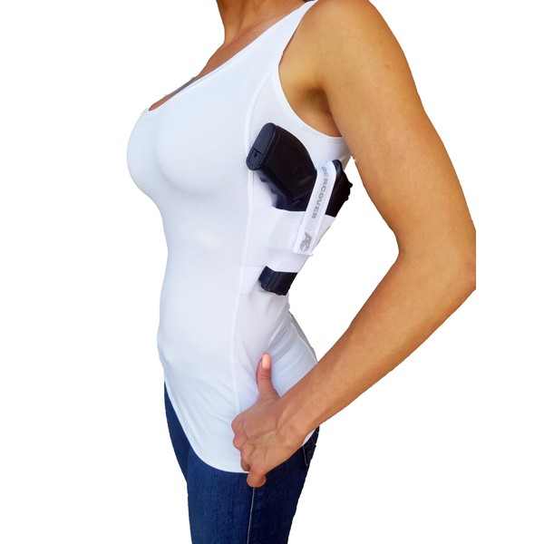 AC Undercover Concealed Carry Clothing Womens Tank Top Gun Holster CCW Tactical (Small, White)