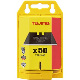 TAJIMA Utility Knife Blades - 50-Pack V-REX II Box Cutter Blades with Premium Tempered Steel & Safety Blade Dispenser - VRB2-50B
