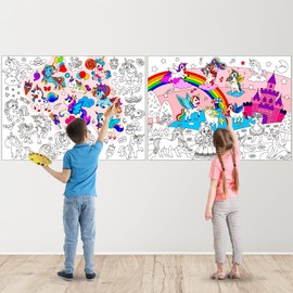 Rossorha 2Pack Giant Coloring Poster Jumbo Coloring Tablecloth for Kids Table Wall Coloring Pages Large Coloring Sheet Craft for Class Home Coloring Activity Kids Gifts Party Favors Decorations