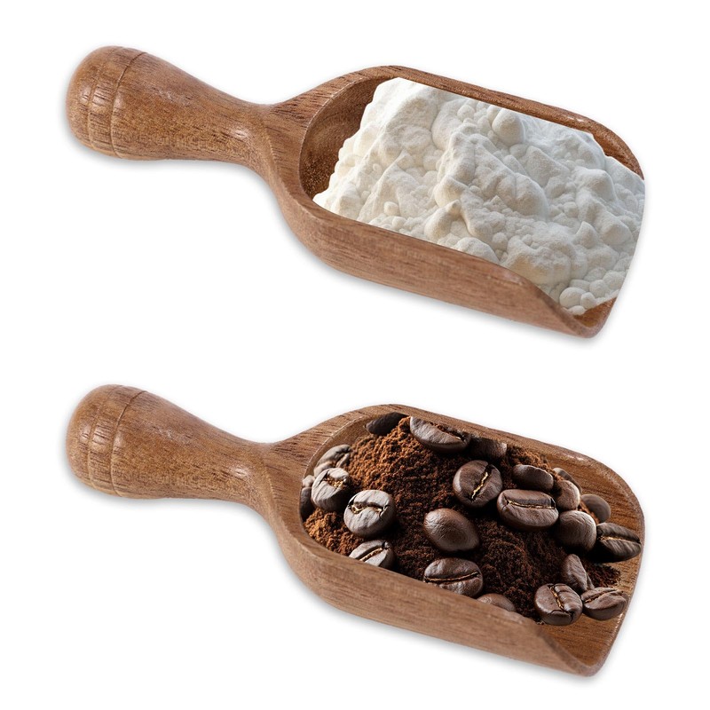 BOXOB 2pcs Mini Acacia Wood Coffee Spoons, Multipurpose Tablespoon Scoops