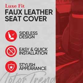 Motor Trend LuxeFit Beige Seat Covers for Cars Trucks Van SUV (2 Pack), Premium Faux Leather Car Seat Covers, Easy to Install Automotive Seat Covers with Storage Pockets, Fits Most Vehicles