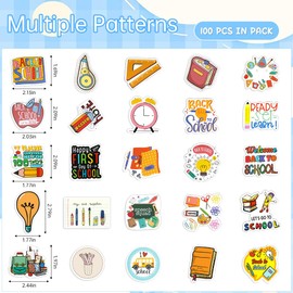 Cute Back to School Stickers for Kids Students Classroom Decor Scrapbook Supplies,100 Pcs First Day of School Stickers for Water Bottles Classroom Supplies,Teacher Reward Student Gifts Sticker Pack