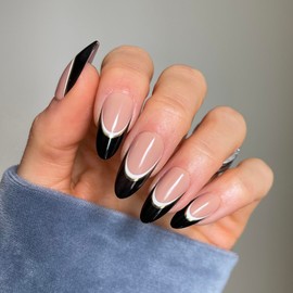 The Nailest - Instant Luxury Acrylic Press-on Nails- Regular Almond- Jet Setter