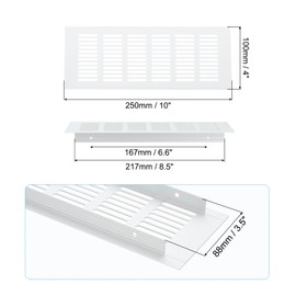 PATIKIL 10 x 4 Inch Door Air Vent Cover, 1 Pcs Heavy Duty Aluminum Grille Ventilation Cover Louvered with Mounting Screws for Cabinet Wardrobe Door, Silver