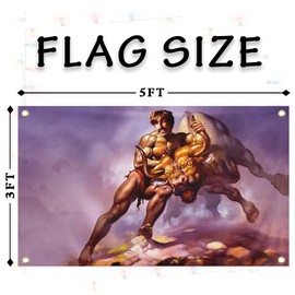 3x5 Feet Bull by The Horns Dodgeball White Goodman Flag Banner Funny Poster UV Resistance Man Cave Wall Flag with Brass Grommets for College Dorm Room Decor,Outdoor,Parties