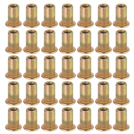sourcing map 60Pcs M4 x 11mm Rivet Nut Carbon Steel Rivet Nut Tool Hardware Nuts Color Zinc-Plate Threaded Insert Nut Suitable for Furniture, Industrial