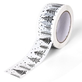 Whaline Christmas Packing Tapes Xmas Tree Printed Tape Waterproof Packing Shipping Tape Decorative White Gift Wrapping Tape for Small Business Gifts DIY Crafts Box Cartons Decor,1.89 in x 109yd