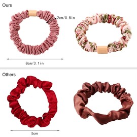 Silk Hair Ties Satin Scrunchies - Small Mini Scrunchy for Women Thick Hair Accessories Cute Soft No Slip Hair Elastics Ponytail Holder for Curly Hair No Damage Hairties Gift for Girl