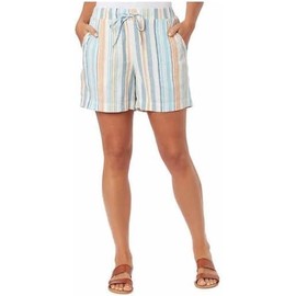 Briggs Ladies' Linen Blend Pull-On Short (Blue Stripe, S)