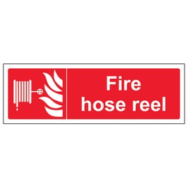 V Safety Fire Hose Reel - Landscape 300 x 100 mm - 2mm Rigid Plastic Safety Sign
