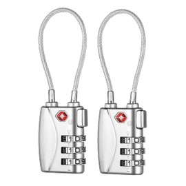 ZHEGE Combination Lock Suitcase, 3 Digit Suitcase Locks, Cable Lock, Travel Lock, Small Lock Locker for Luggage, Backpack and Locker (Silver, 2 Pieces)