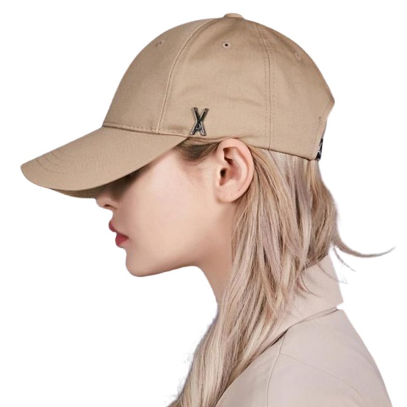 Bazaar Cap Hat One Point Logo Studs, Overfit, Beige, Silver,