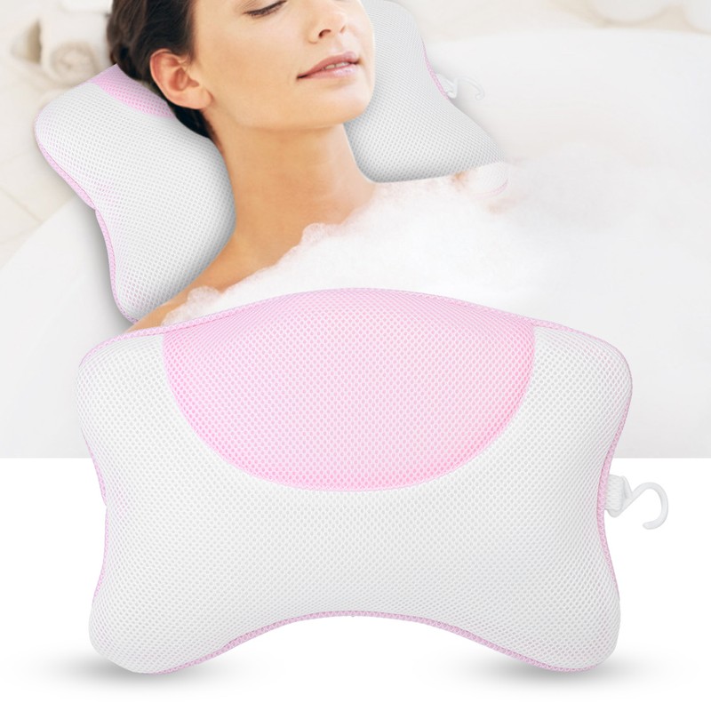 Soft Mesh Bath Pillow Fatigue Relief Relaxation Home Spa Bathtub