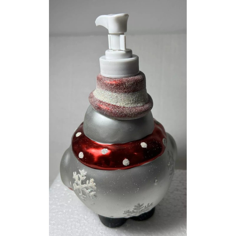 Anna's linens New Christmas Holiday Soap/Lotion dispense Snowman silver with