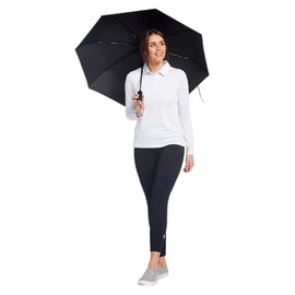 Solbari Compact Sun Protective Umbrella UPF 50+ UV Protection, Ultra-Light & Travel-Friendly, Reflective Sun Protection for Beach, Picnics, & Outdoor Festivals - Black - 46 inch