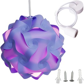 Lightingsky Ceiling Pendant DIY IQ Jigsaw Puzzle Lamp Shade Kit with 40 Inch Hanging Cord (Purple, Medium-30cm)