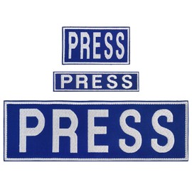 3 Pack Press Patches, Press Badge Embroidered Patches for Backpacks, Jackets, Vest(Blue)