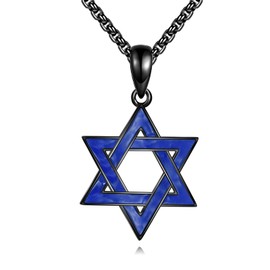 CUPENDA Star of David Necklace for Men Sterling Silver Jewish Star pendant Necklace Black Jewish Jewelry for Women