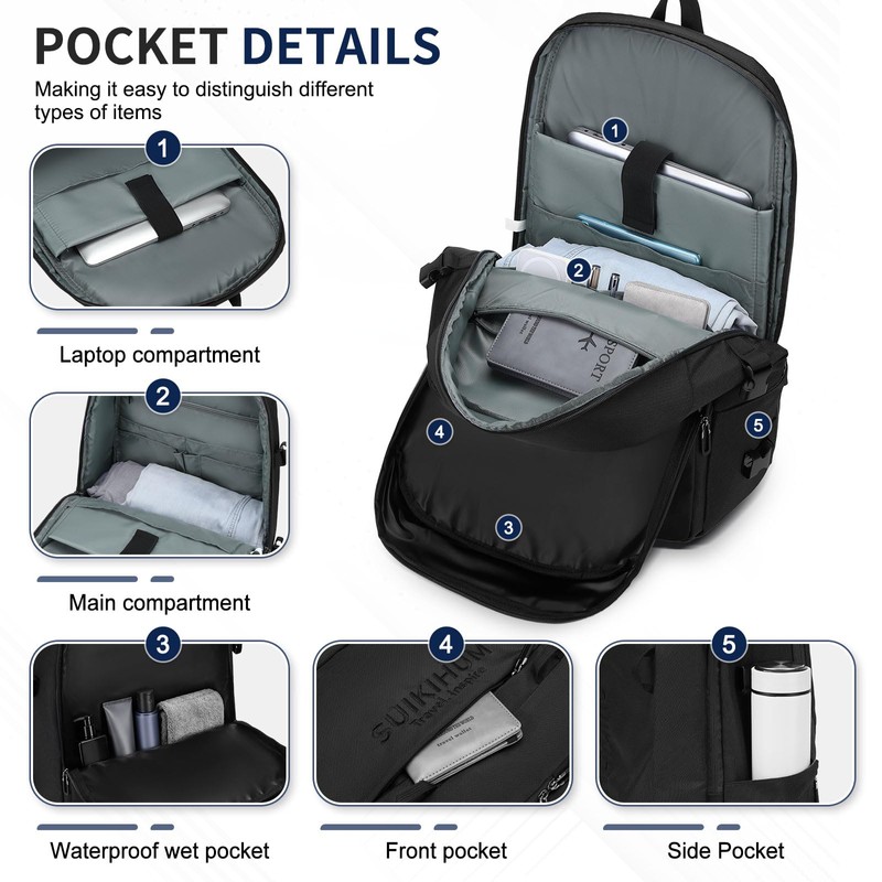 SUIKIHUM Gym Backpack Men Women 17" Laptop Work Backpack Business
