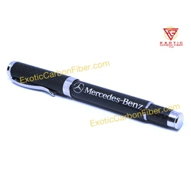 Exotic Carbon Fiber Mercedes Silver Text and Logo Carbon Fiber Ballpoint Pen - Great Gift!!