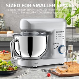 Kitchen Stand Mixer, 6.5Qt Household Stand Mixers, 660W 6+P Speed Tilt-Head Electric Dough Mixer, Food Mixers for Daily Use with Dough Hooks, Whisk, Beater