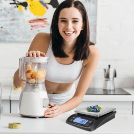 Puozult Digital Kitchen Scale 30kg/66lb Large Food Scale for Baking Cooking Stainless Bread Scale with LCD Display Counting Scales for Commercial (Color : Stainless Black)